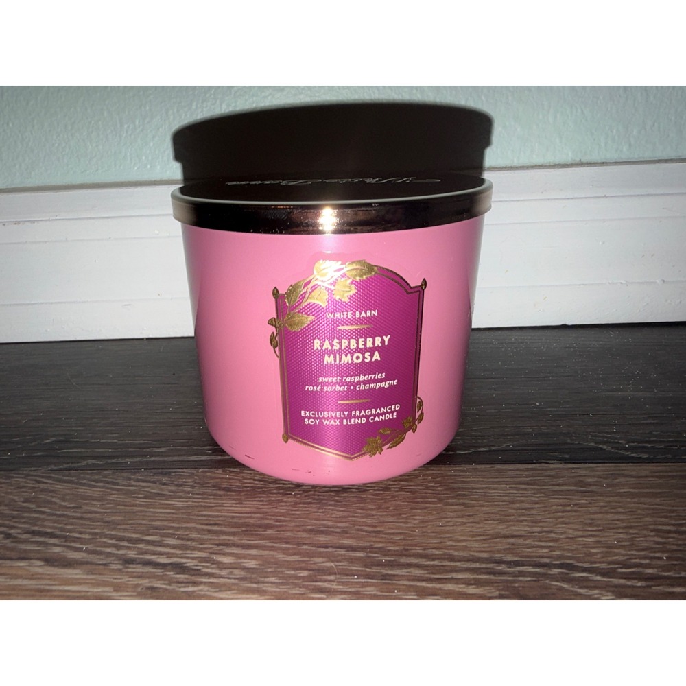 Bath and body works White Barn 3-Wick Candle Raspberry Mimosa Jar BBW